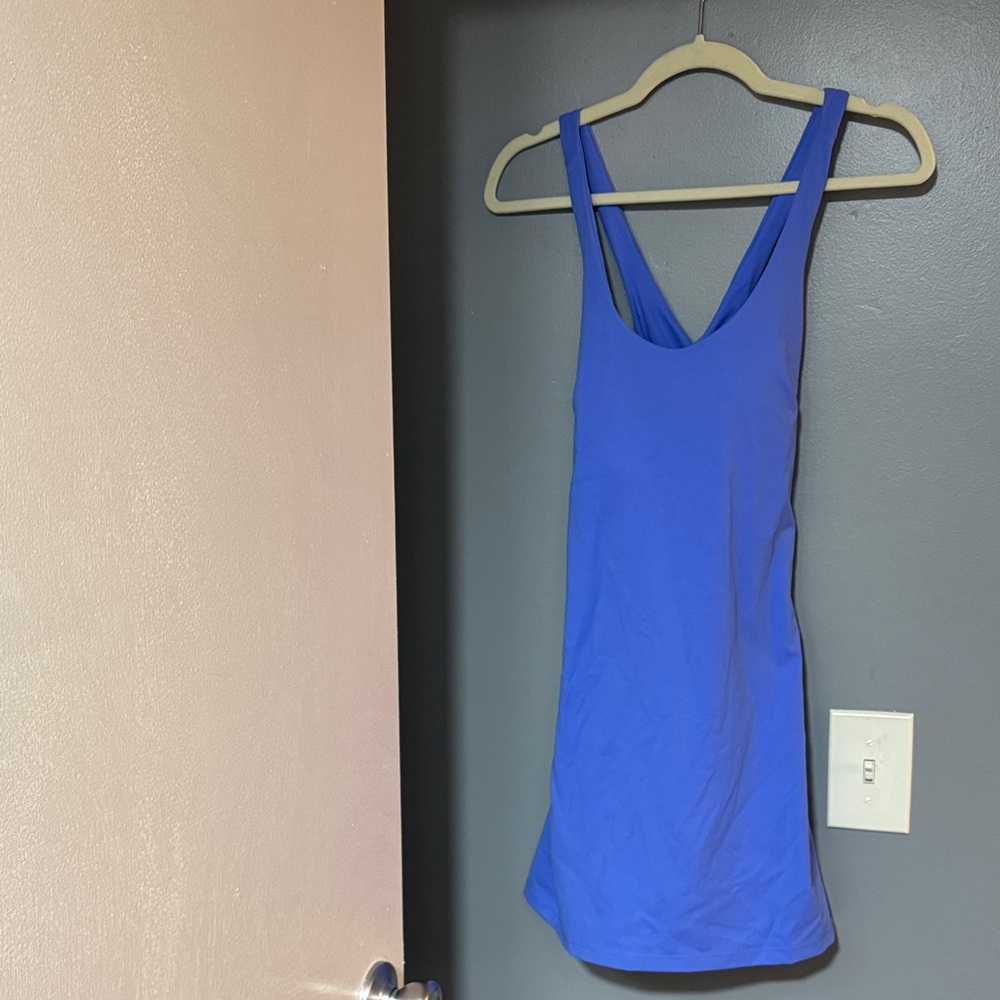 Blue Sleeveless Scoop Neck Dress
